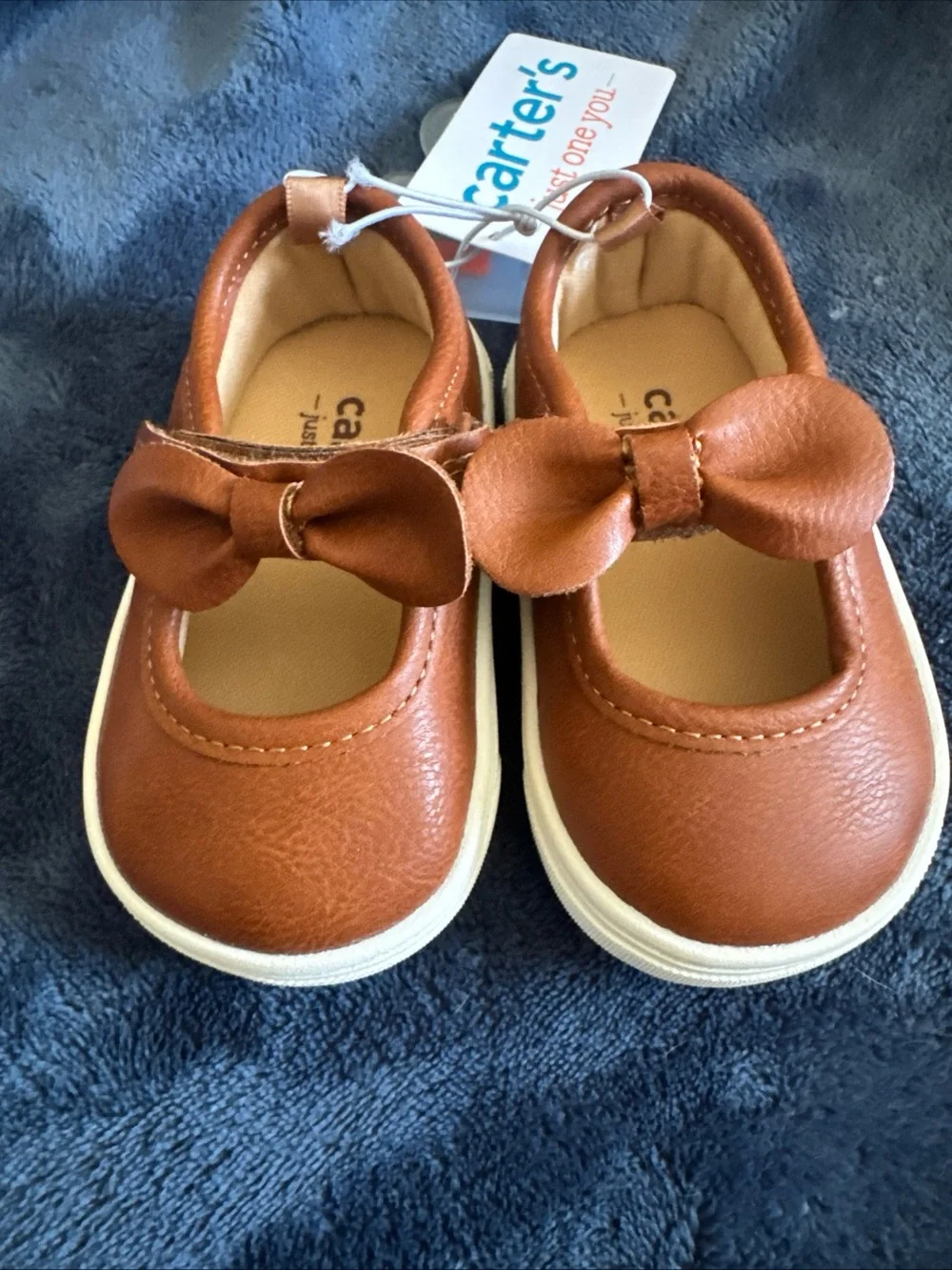 NEW Carter's Toddler Girl's Slip On Casual Brown Shoes Sandals Size 3 W/Bows